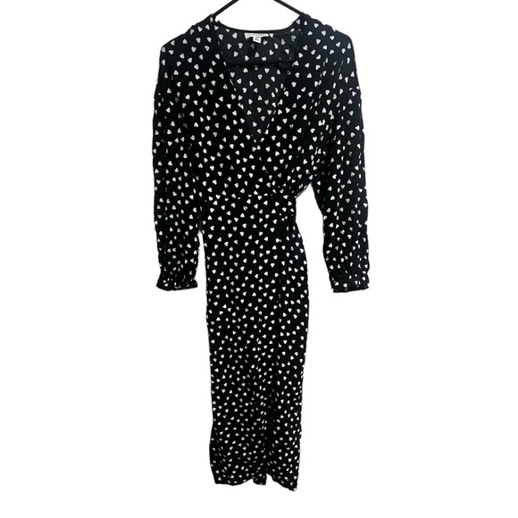 Topshop Heart Print Midi Wrap Dress Black White size 2 - Picture 2 of 10